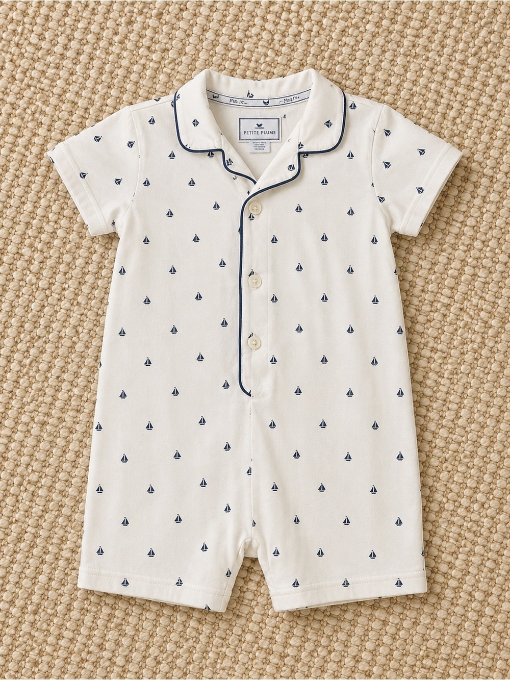 Petite Plume Sailboat Romper Pajamas | 18–24 Months | Luxury Baby Sleepwear